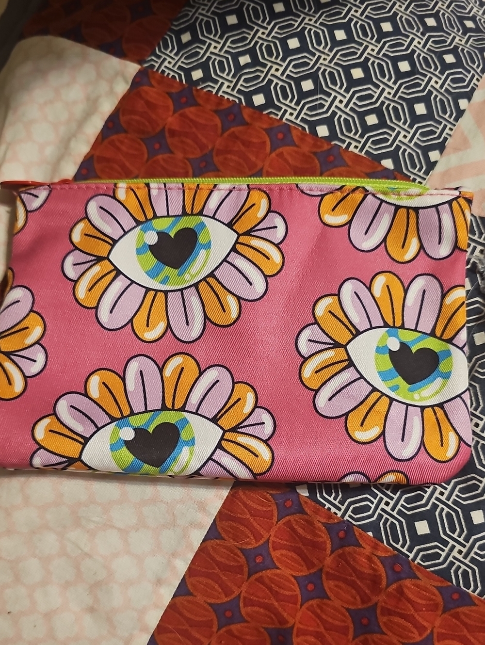 ipsy Pink Floral Eye Print Makeup Bag